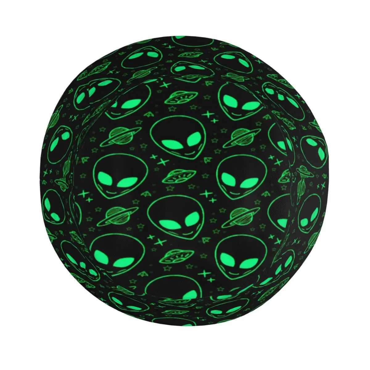 Foldable Cute Aliens And UFO Pattern Print Bucket Hat for Men Women Print Summer Travel Beach Fisherman Cap Y250707