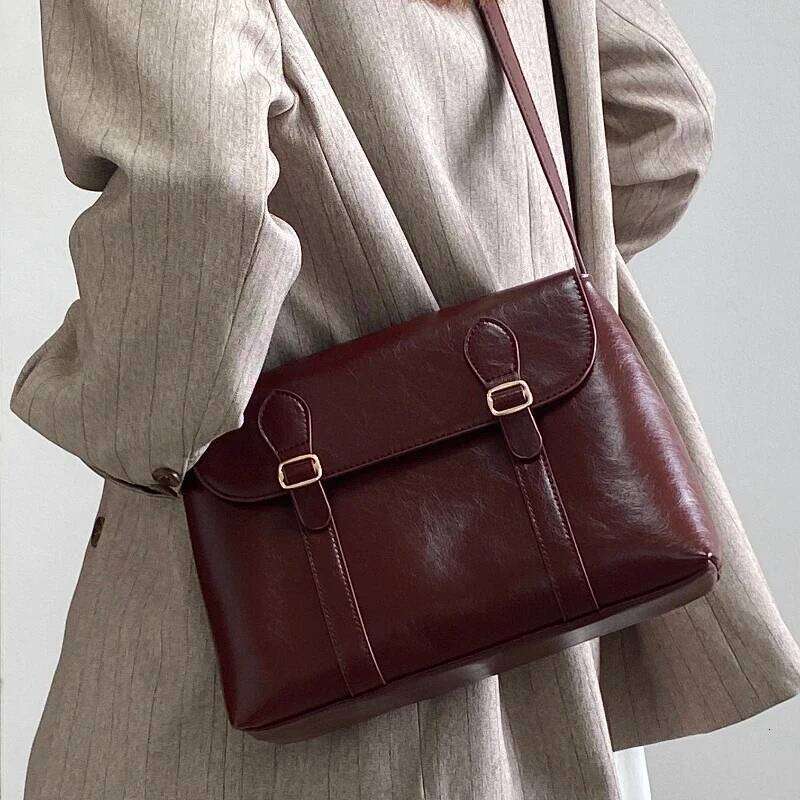 Vintage Women's Shoulder Large Capacity Ladies Tote Purse Handbags Pu Leather Female Messenger Bags College Girls Book Bag
