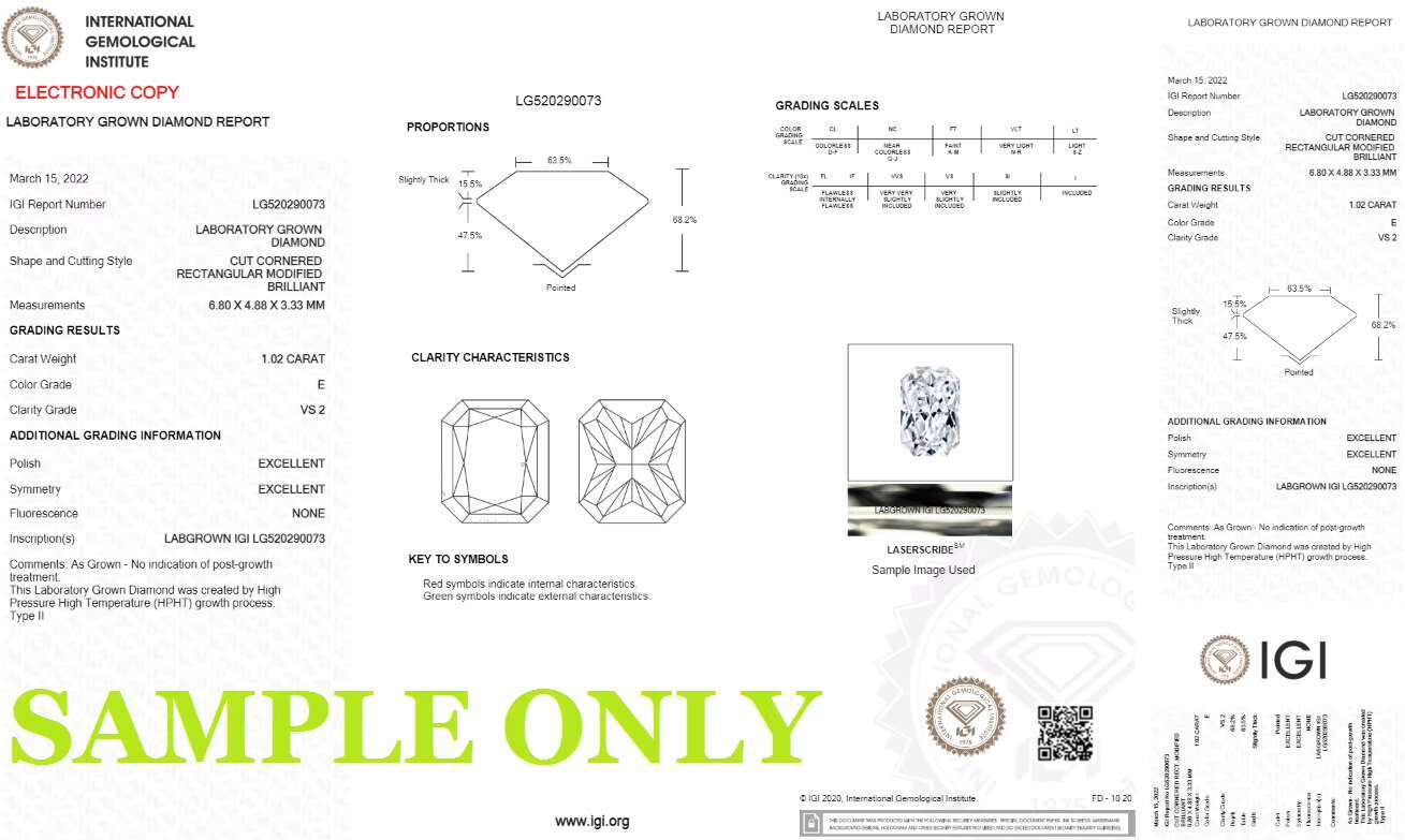 Wholesale 2.00 Ct - 2.99 Ct Radiant Brilliant Cut Lab Grown Diamond IGI Certified Loose Lab Diamond for making Jewelry
