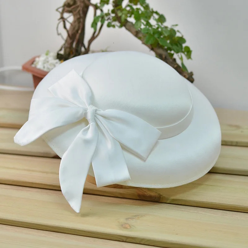 Women French Style Elegant Bucket Hat Retro Classic Bow Bridal Wedding Hats Headdress Fedora Dinner Party Church Hats 250707