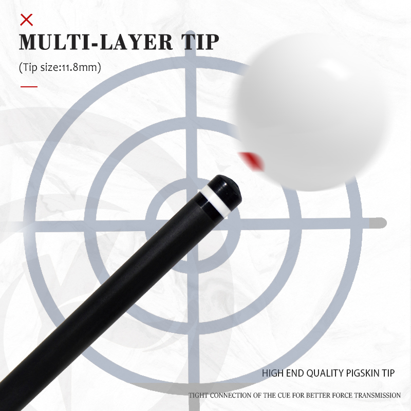 OKHEALING 1/2 Split Pool Cue Billiard Stick Carbon Fiber Billiard Cue 12.4mm Black Pigskin Tip Radial Pin or 8 Teeth Joint 1474mm/58inch Weight Adjust