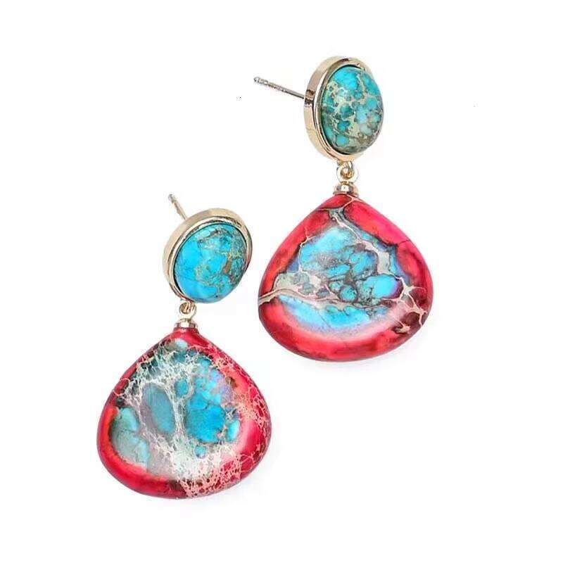 Lingdi Fashion Teardrop Natural Stone Earrings