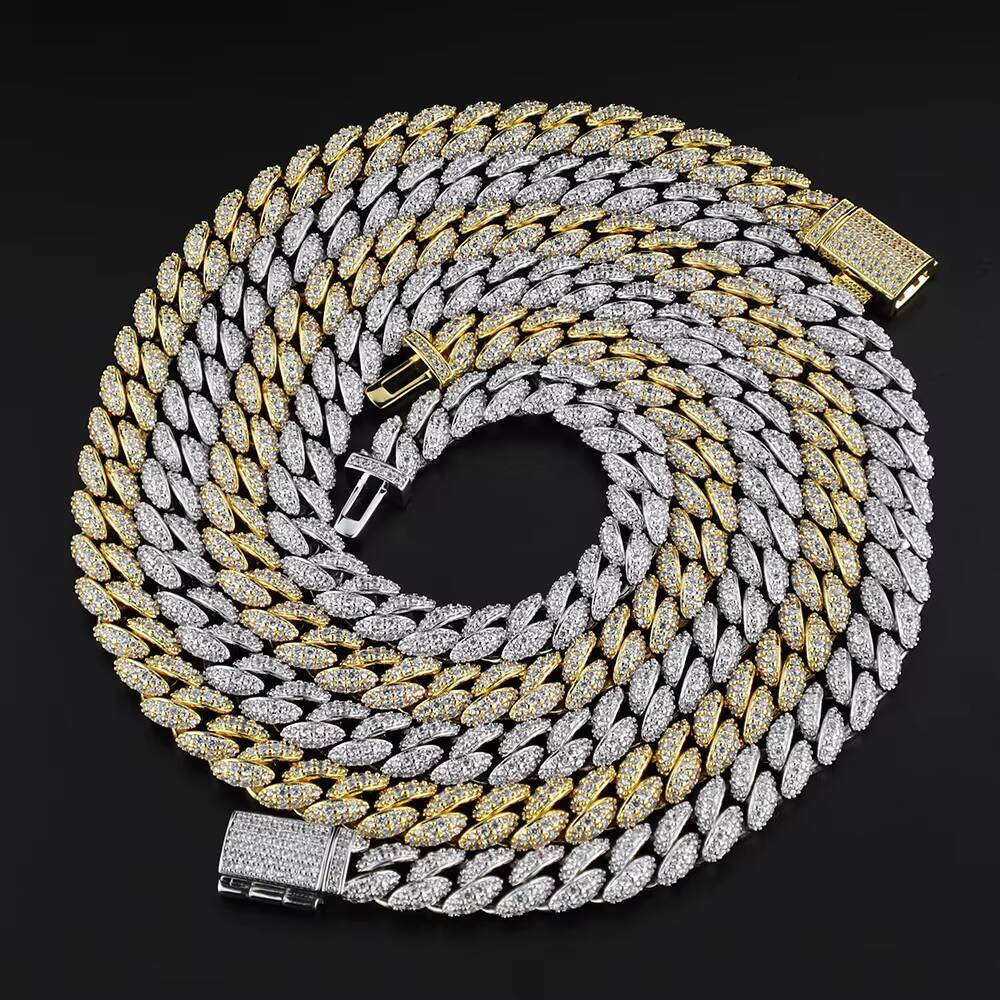 8mm Prong Cuban Link Chain Iced Out Pass Dia Tester Vvs Moissanite Sterling Sier Necklace