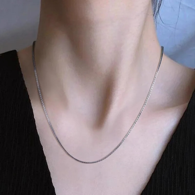 1.6mm ThickPure S925 Sterling Silver Bright Classical Chopin Link Weave Fox Tail Pendant Chain Necklace Men Woman Fine Jewelry 250702