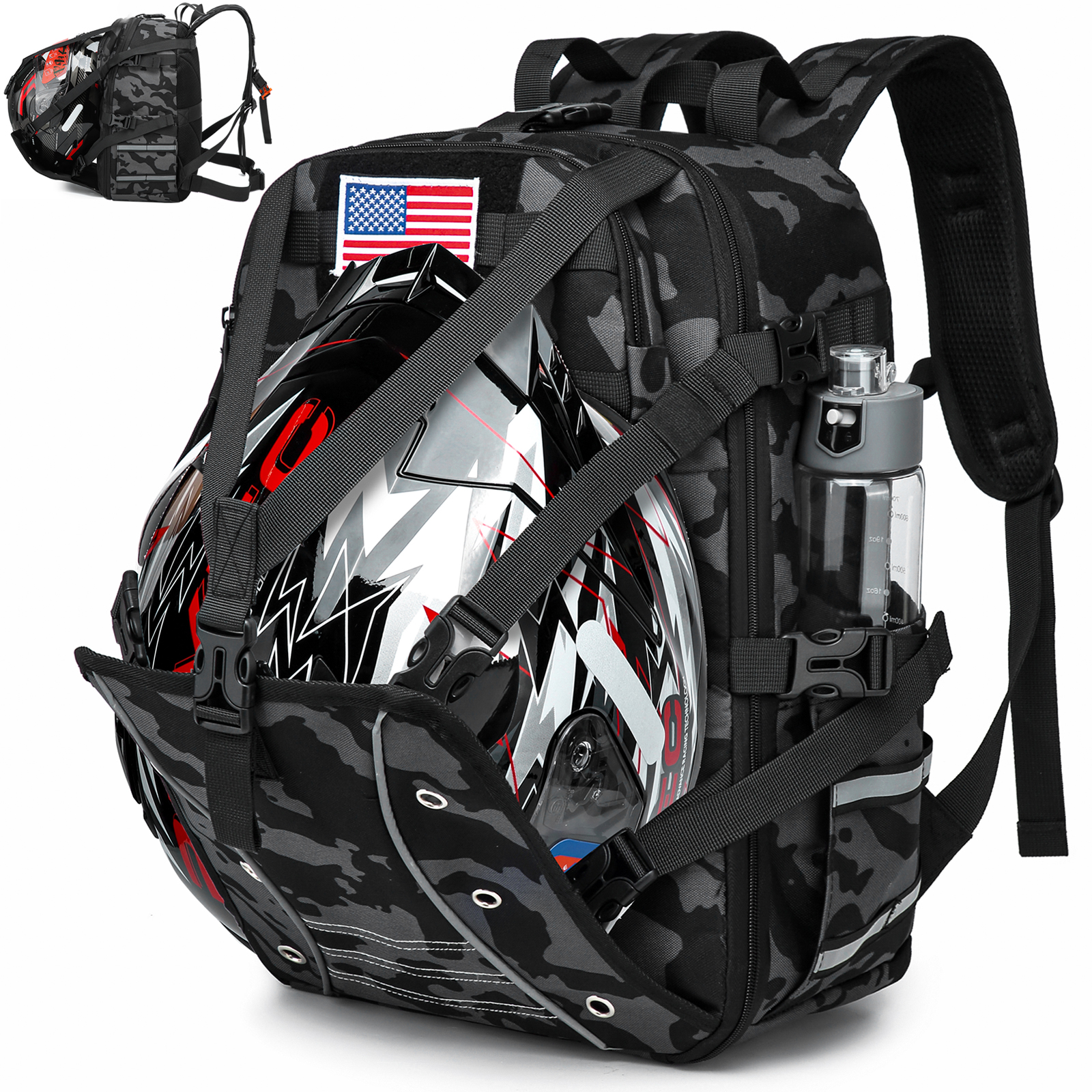 Motorcycle Backpack Helmet Bags, Large Capacity Waterproof Helmet Backpack for Men, Motorcycle Accessories Storage Cycling Bag