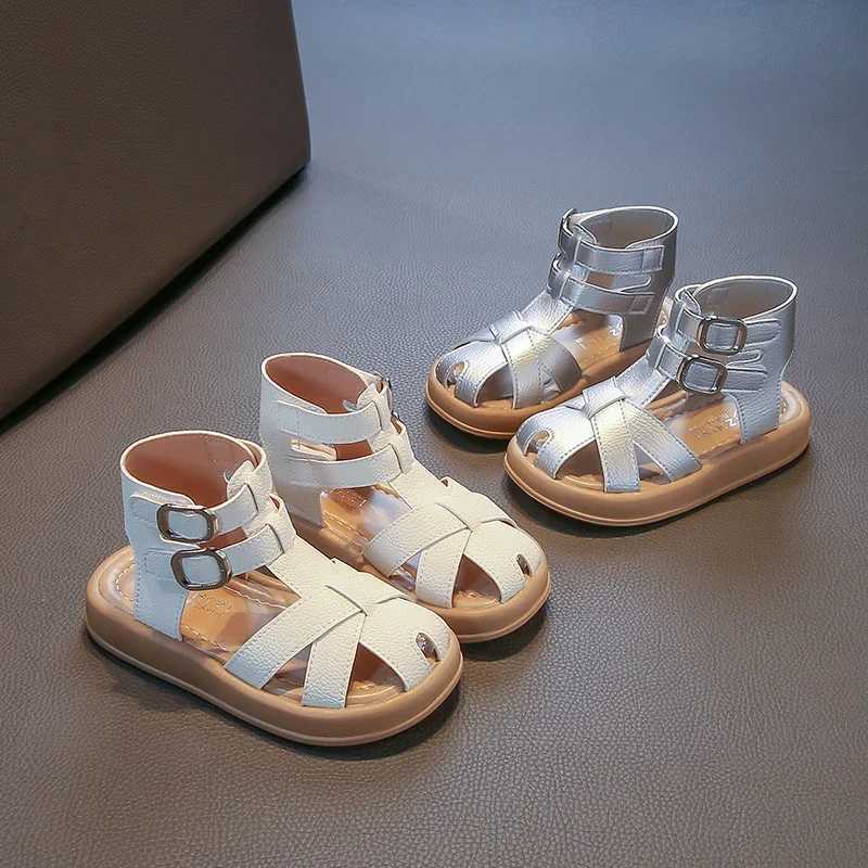 2025 Summer New Children Roman Sandals for Girls Fashion Korean Style Soft Bottom Anti-Slip Versatile Princess Beach Shoes R250707