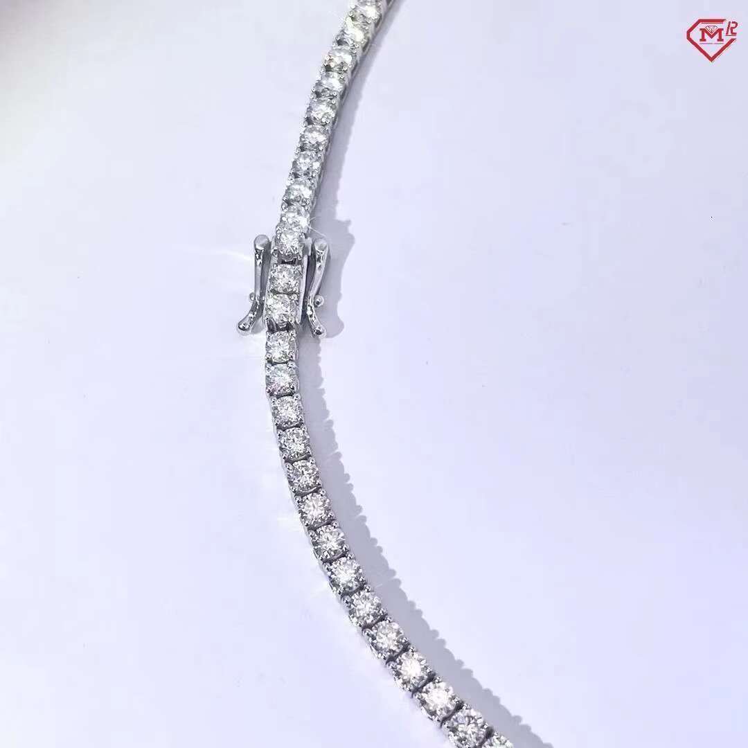 Factory Tennis Necklace High Quality Iced Out White Gold Plated 925 Silver 4mm Men Vvs Moissanite Tennis Chain