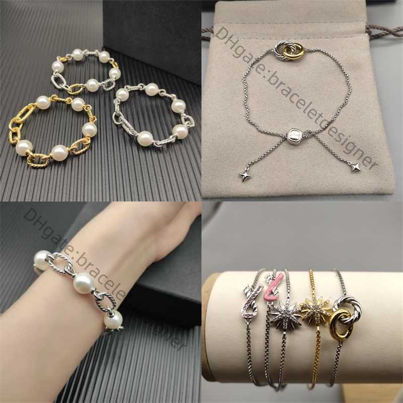 Designer Chain Bracelet Fashion Natural Pearl Stars Sky S925 Plated Diamond Bowknot Jewlery Designer for Women 18k Gold Buckle Loop Silver Wire Stretch Bracelets