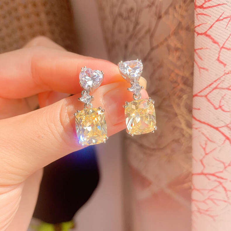 New Trendy Colorful Paraiba Pink Yellow Dia Earrings Micro Pave Jewelry Eca