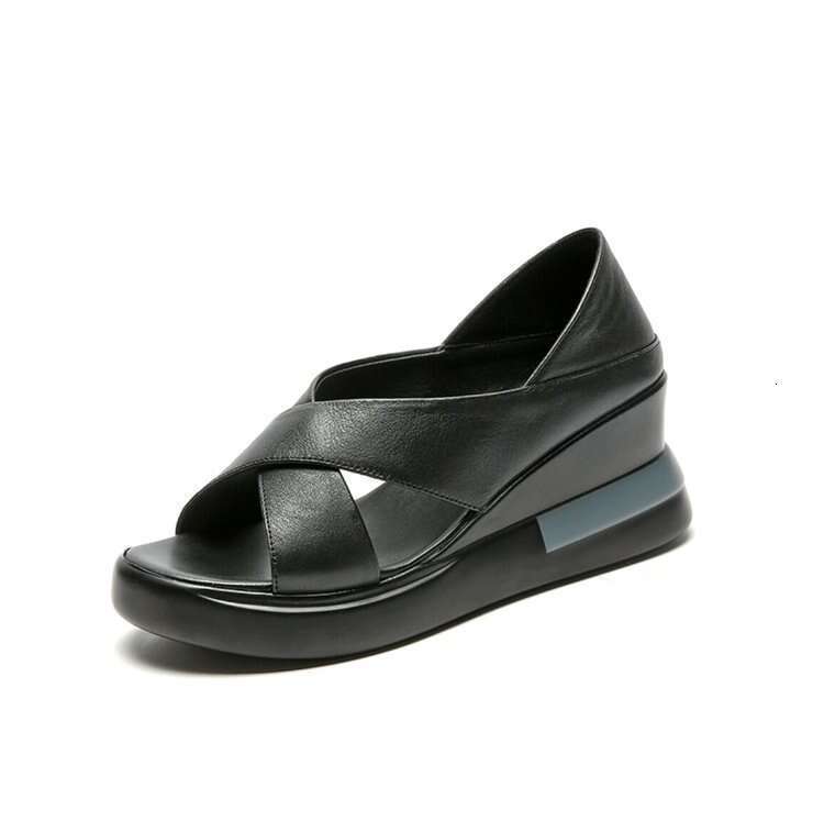 Large Size 43 Summer New Thick-Soled Closed-Toe Open-Front Fish Mouth Slippers Korean Fashion High-Heeled Outdoor Wedge Sandals