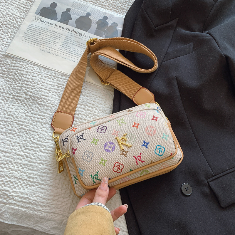 Designer High-End Feel 2025 New Printed Small Square Versatile Ribbon Shoulder Crossbody Light Luxury Women's Bag