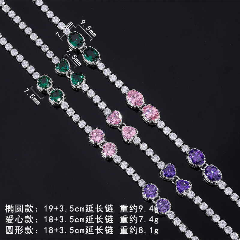 Light Imitation Natural Amethyst INS New Style Dia-Encrusted Heart Bracelet 5B2