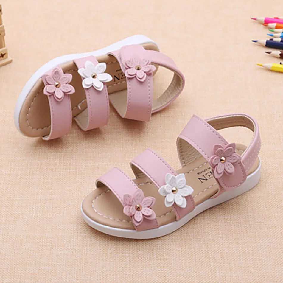Summer Collection Girls Sandals Three-Flower Soft Roman Style Beach Shoes for Kids Beach and Sun Activities Children Shoes R250707