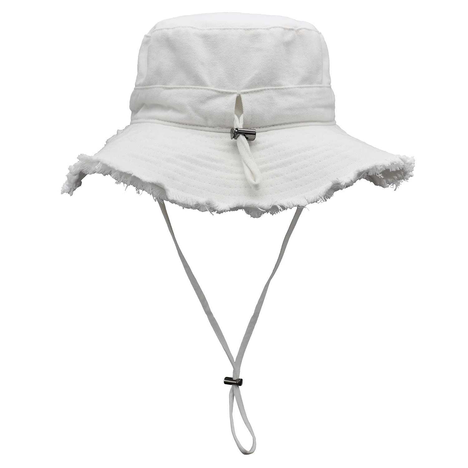 Connectyle Womens UPF50+ Cotton Wide Brim Sun Hat with Strap Ladies Summer Floppy Hats Packable Women Washed Fringes Bucket Hat Y250707