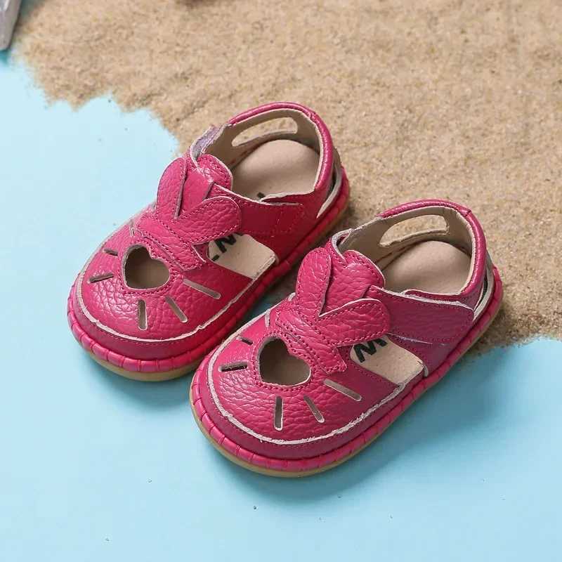 Summer Baby Girls Sandals Anti-collision Infant Toddler Shoes Genuine Leather Love Kids Princess Shoes Children Beach Sandals z250708MF2B