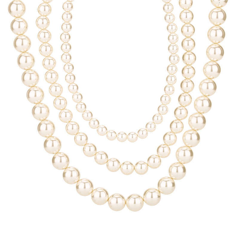 New Style Imitation Pearl Necklace Crystal Beads Fashionable Elegant Women's Glossy Versatile Jewelry E39