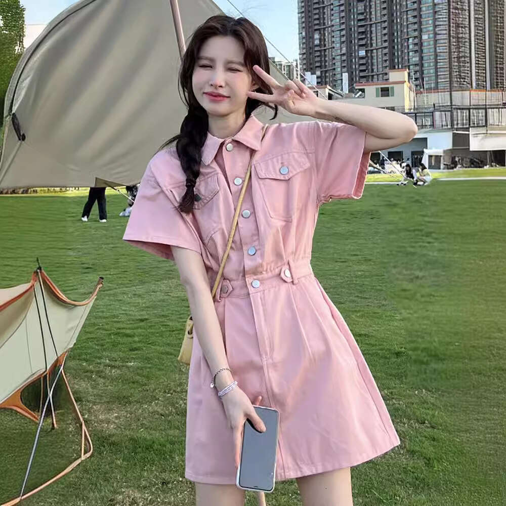 Elegant High-End For Women Summer New Niche Design Hong Kong Style Waist-Cinching A-Line Short Dress B5