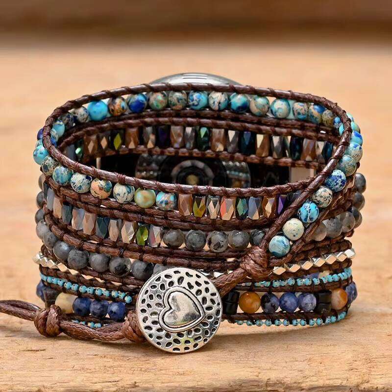 Natural Stone Bead Bracelet Bohemian Strap 20mm Compatible with Samsung Active 2/Galaxy Watch 3 41mm 45mm