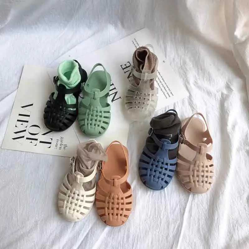 2025 Summer Kids Jelly Sandals Korean-style Open-toe Hollow-out Baby Roman Shoes for Boys and Girls Fashionable R250707