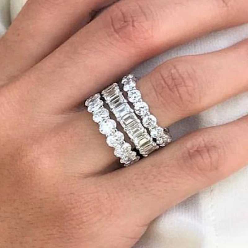 eternyti 925 Sterling Silver Engagement Wedding Band Rings Sets For Women Bridal Princess Cut Diamond Promise Party Jewelry Gift XJ250707