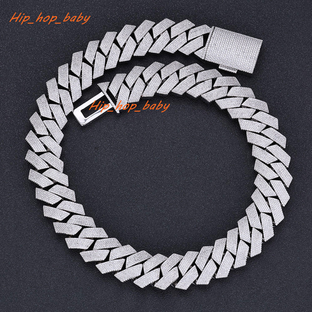 Diamond Miami Cuban Link Chain 6mm-20mm Width Hip Hop Jewelry Silver 925 White/Yellow/Rose Gold Moissanite Cuban Link Chain