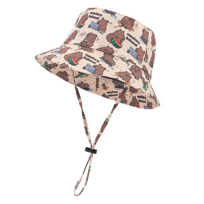 Hot Sale Unisex Summer Capibara Bucket Hat Capybara Print Outdoor Sun Protection Women Cap Adult Lovely Hat Y250707