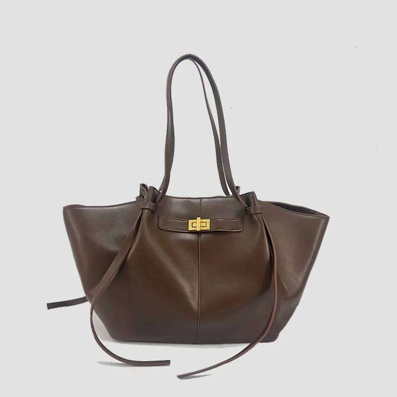 fashion large capacity trapeze women shoulder bags designer metal lock handbags highquality pu leather big tote commute bag