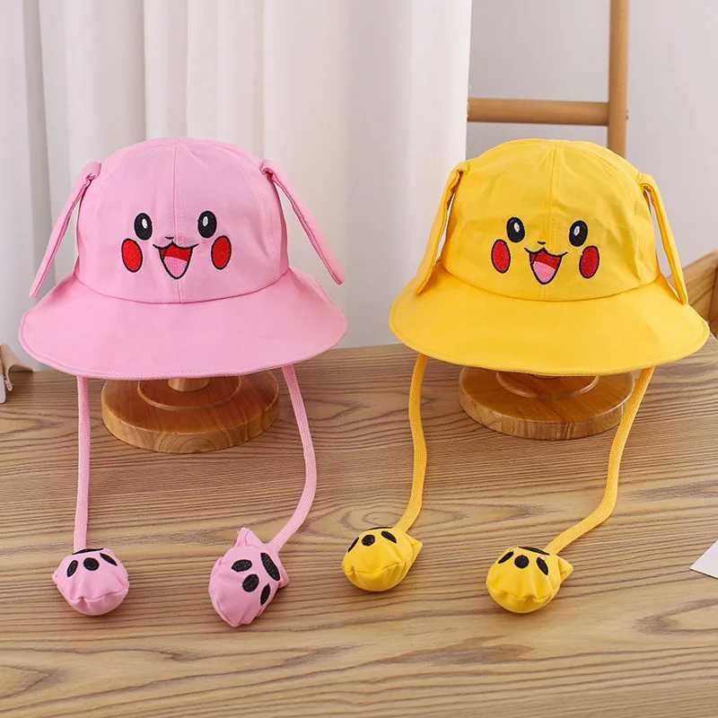 Kids Summer Broad-brimmed Cotton Hats Children Bucket Caps for Beach Holiday Boys Girls Sun Protection Hat Parent-child Outfit Y250707