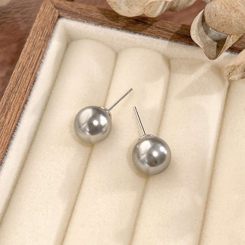 Straight S Sier Needle Imitation Pearl Set Necklace And Earrings For Women Versatile Elegant High-End Feel 684