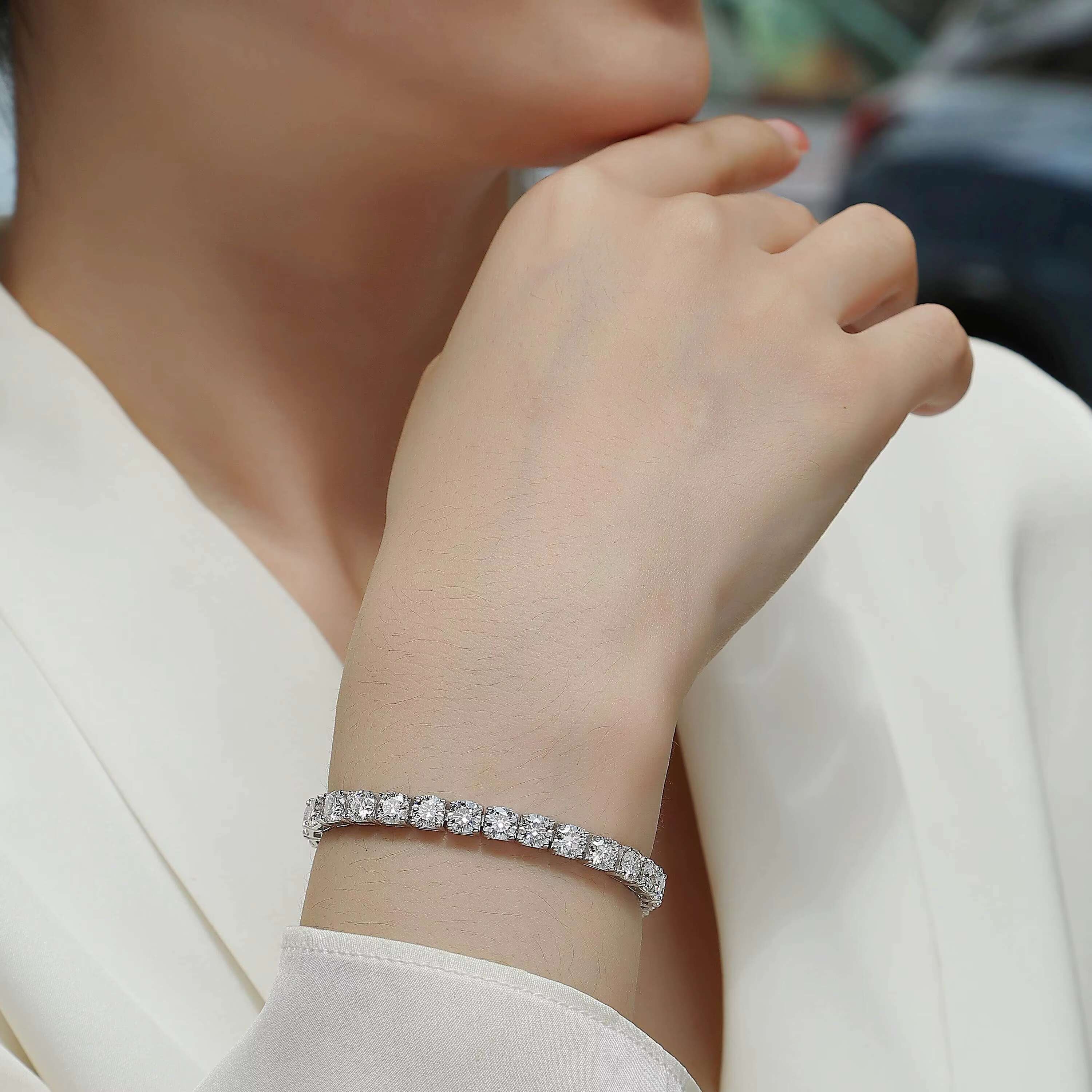 Ready to Ship Fine Men Women Bracelet Luxury Gemstone Bracelet 925 Silver Bracelet Gem Tennis Chain 5mm Moissanite Tennis Chain