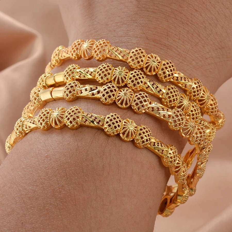 24K Gold Plated Various Shapes Bracelet for Men and Women Indian Cuban Chain Bangle Hiphop Jewelry Gifts 250707