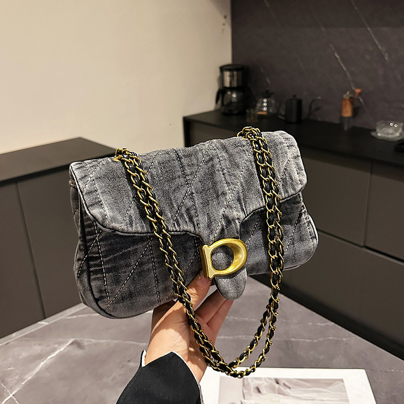 Designer High-End Denim Underarm for Women 2025 New Style Elegant Versatile Chain Fashion Shoulder Crossbody Light Luxury Women's Bag