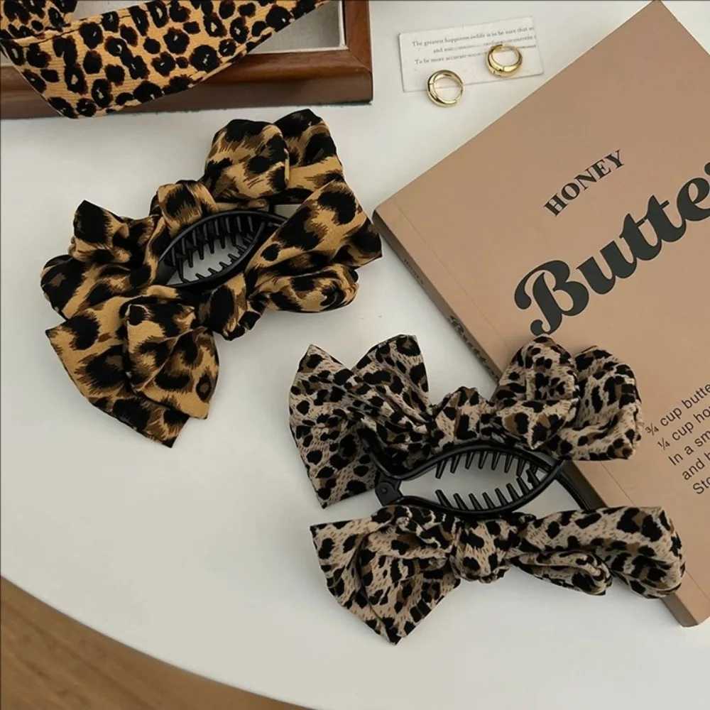 2025 New Vintage Leopard Print Bow Premium Hair Grab Non-slip Hair Accessory Is Suitable for Women To Wear Z250707