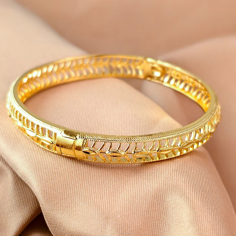 24k Dubai Gold Plated Bangles Luxurious Exaggerated Flower Fashion Bracelet Party Jewelry 250707