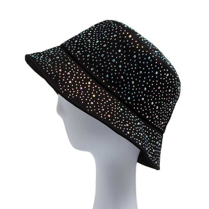 Summer Women Bucket Hat Fashion Colorful Rhinestones Cap For Ladies Visor Cotton Panama Hats Spring Autumn Casual Fisherman Caps Y250707