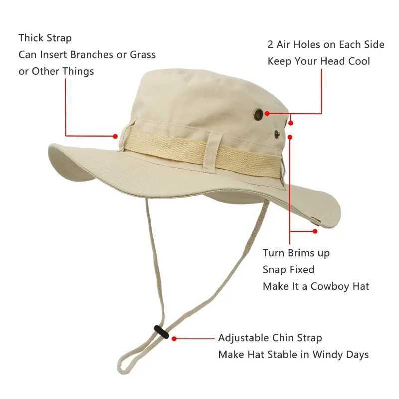 Double Layer High Quality Boonie Hat Bucket Hat Hunting Fishing Outdoor Wide Cap Brim Military For Men Women Fisherman Hat Y250707