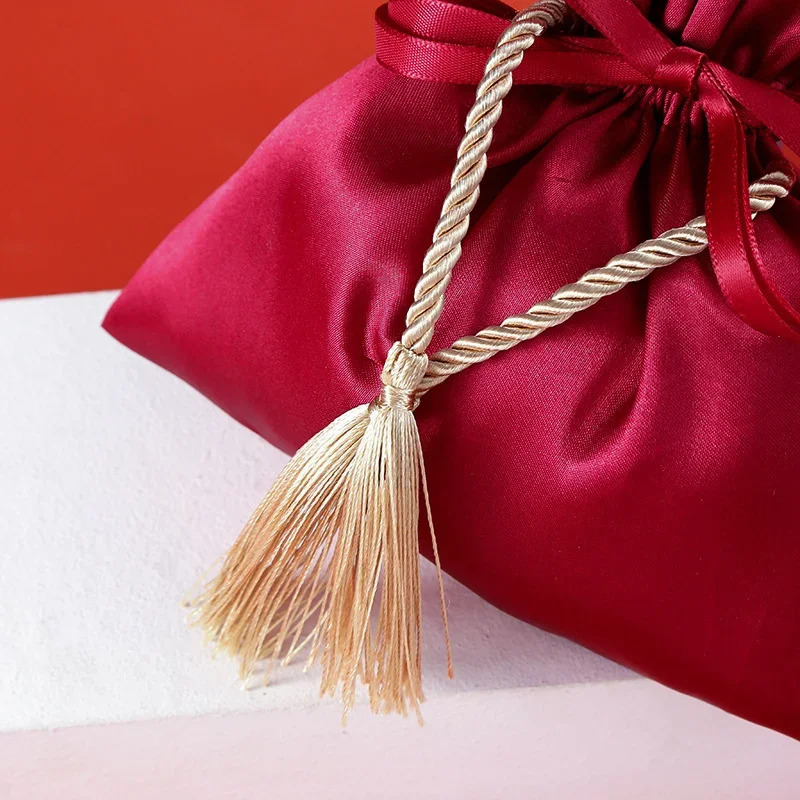 10PCS Packing Drawstring Velvet Pouch Silk Gift Bag For Jewelry Wedding Candy Boxes With Pearl String Decor Favors Bags 250702