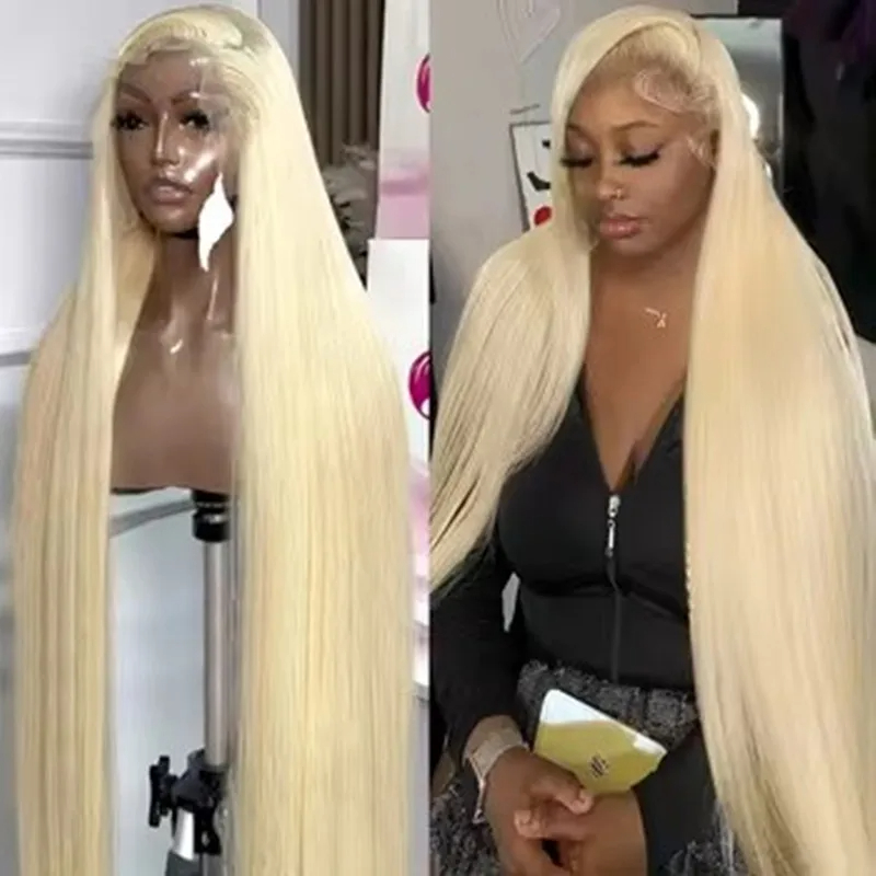 Light Brown Lace Front Wig Look Like Really Human Hair 613/Black/Red 13X4 Lace Frontal Wig Bone Straight Synthetic Hair Wigs For Women 250% Density HD