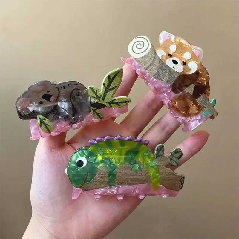 Creative Acrylic Cartoon Tortoise Koala Book Lizard Wave Shape Headwear New Personality Animal Shark Hair Clip Claw Accessories Y250707