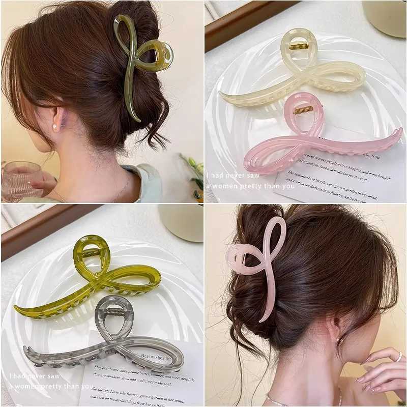 Elegant Jelly Color Bow Hair Claw For Women Girls Sweet Hair Ornament Back Headband Hair Clips Hairpin Fashion Hair Accessories Z250707