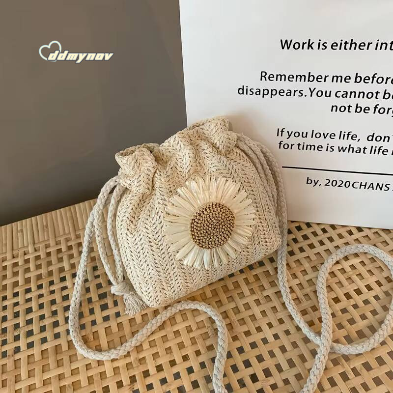 Summer New Fashion Straw Strap Mouth Womens Woven Single Shoulder Crossbody Bag for Travel and Amusement ddmynov