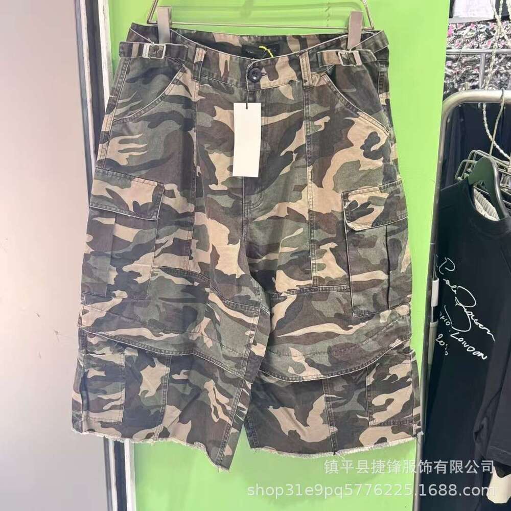 Street Style Spring Summer Autumn Multi-Pocket Camouflage 3D Over-the-Knee Casual Zipper Patchwork Cargo Shorts