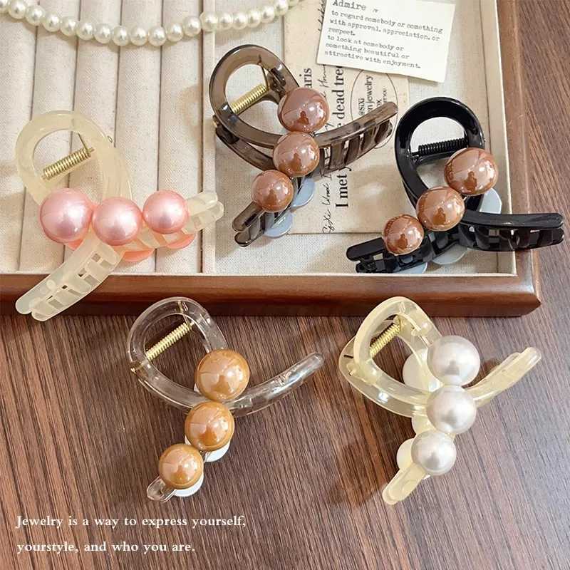 Elegant Pearls 3.15in Cross Hair Claw For Women Girls Sweet Hair Ornament Claw Clip Hair Clip Hairpin Fashion Hair Accessories Z250707