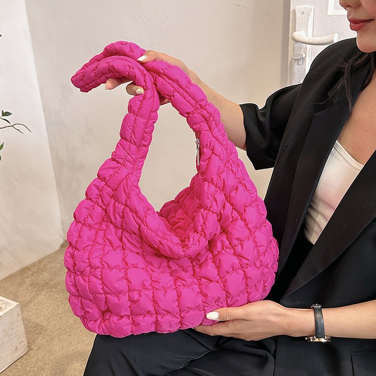 Quilted Padded Crossbody Bag for Women Pleated Bubbles Cloud Shoulder Bags Large Tote Bucket Ruched Handbags 2023 y240816