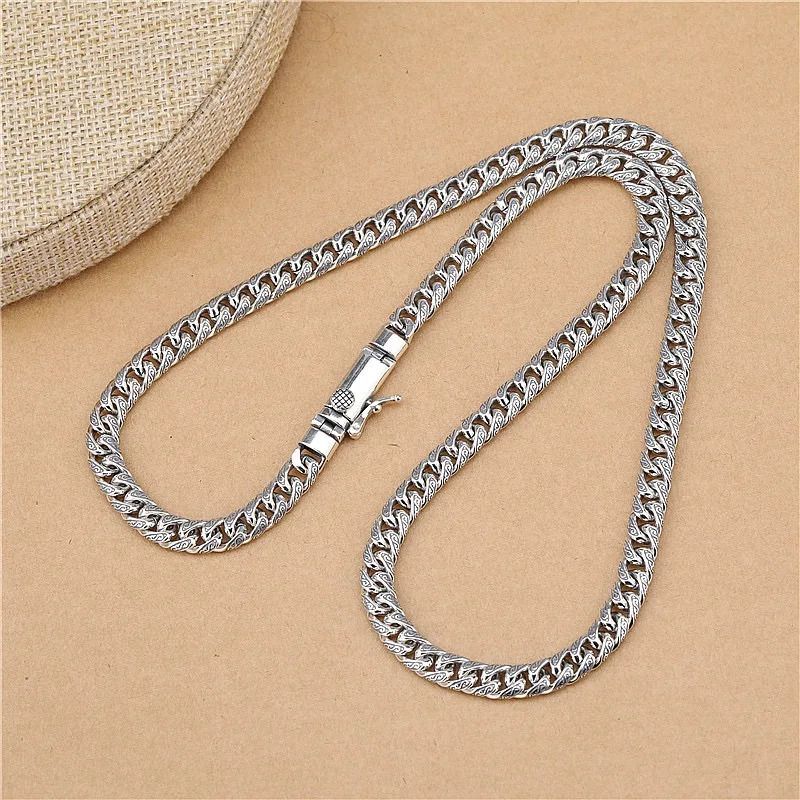 2025 fashion 100% S925 Sterling Silver 8MM Cuban Necklace Mens and Womens Trend Personality Retro Jewelry Hip Hop Necklace 250702