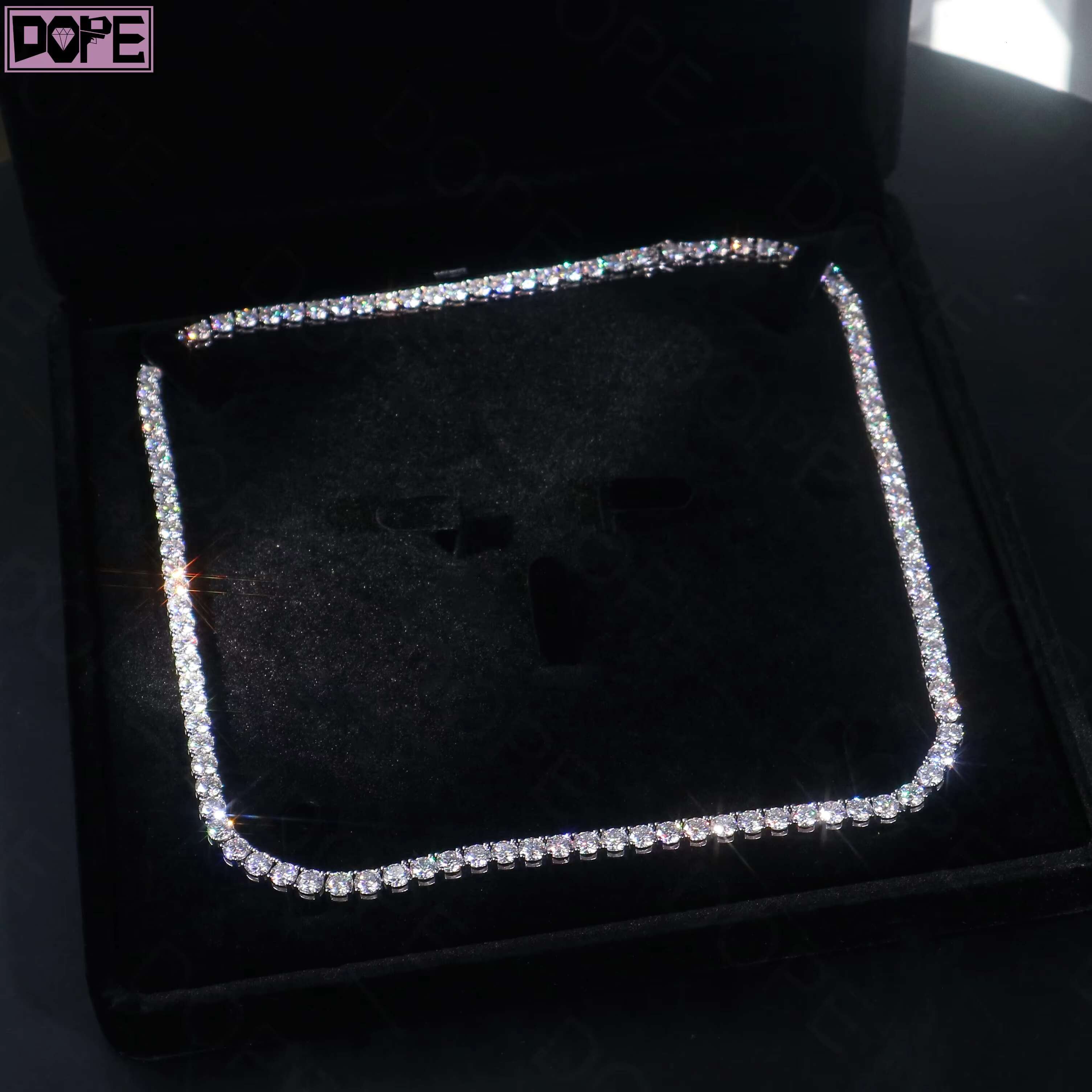 3mm 4mm 5mm 6mm Moissanite Tennis Chain GRA Certified 925 Silver VVS Diamond Tennis Necklace