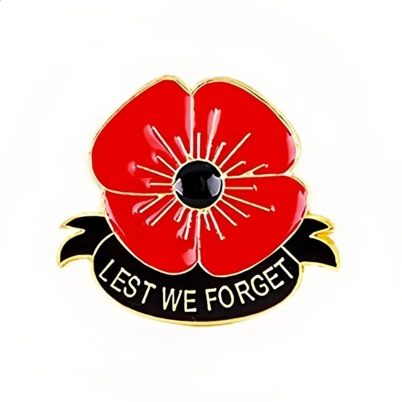 Poppy WWII Soldiers Memorial Brooch Metal Pin Corsage Mens Botanical Floral Everyday Accessories Jewelry Gifts 250625