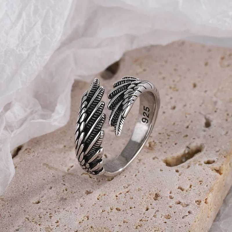 925 Sterling Silver Angel Wing Feather Adjustable Rings For Women Engagement Wedding Luxury Jewelry Accessories XJ250707