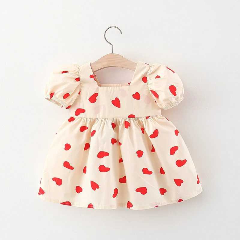 Heart Toddler Girls Baby Clothes Spring Summer Floral Dresses Costume Girls Baby Clothing Straight Long Sleeve Dress R250707