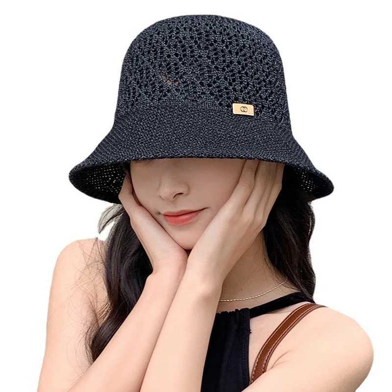 Female Spring Sun Protection Hollow Hat Summer Breathable Sun Shield Hat Versatile Fisherman Hat Bucket Hat Y250707